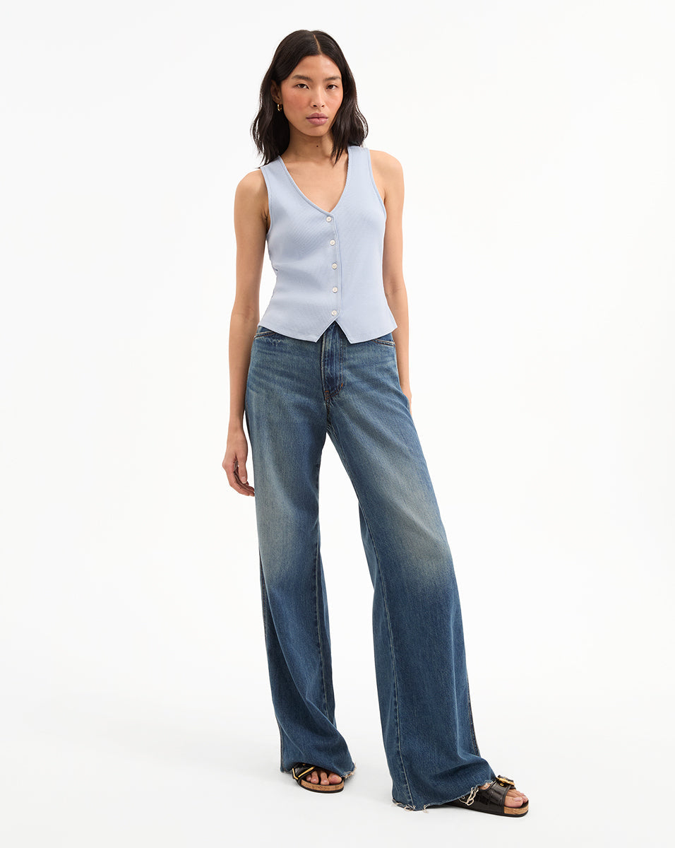 Hoorne Button-Down Tank Top