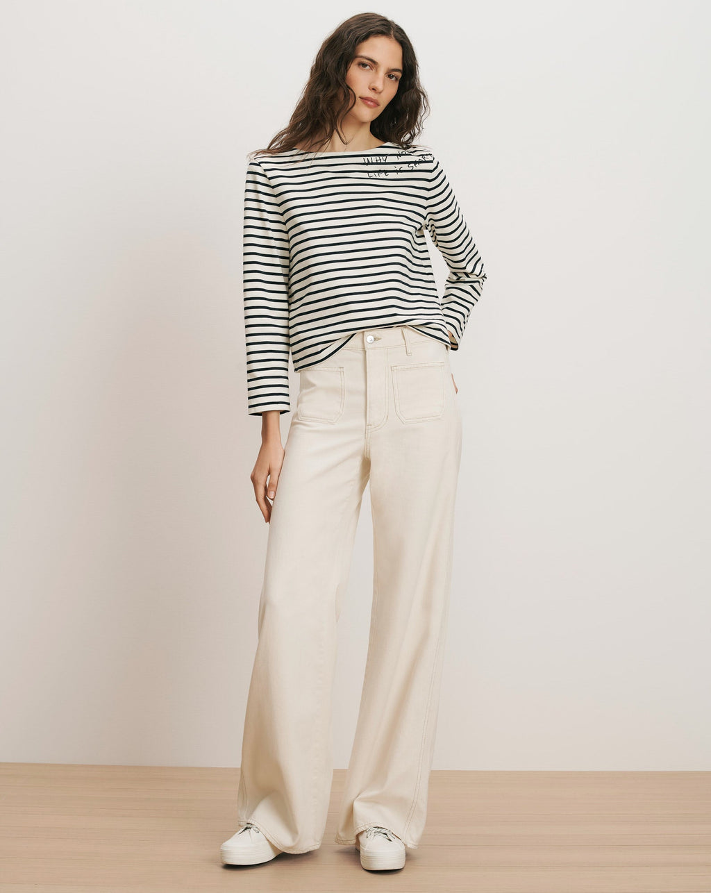 Kasey Patch-Pocket Wide-Leg Jean