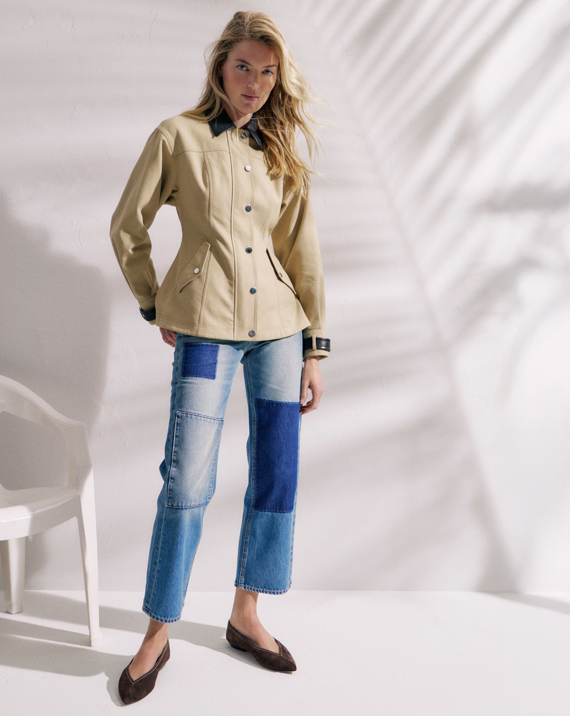 Dylan Patchwork Straight-Leg Jean
