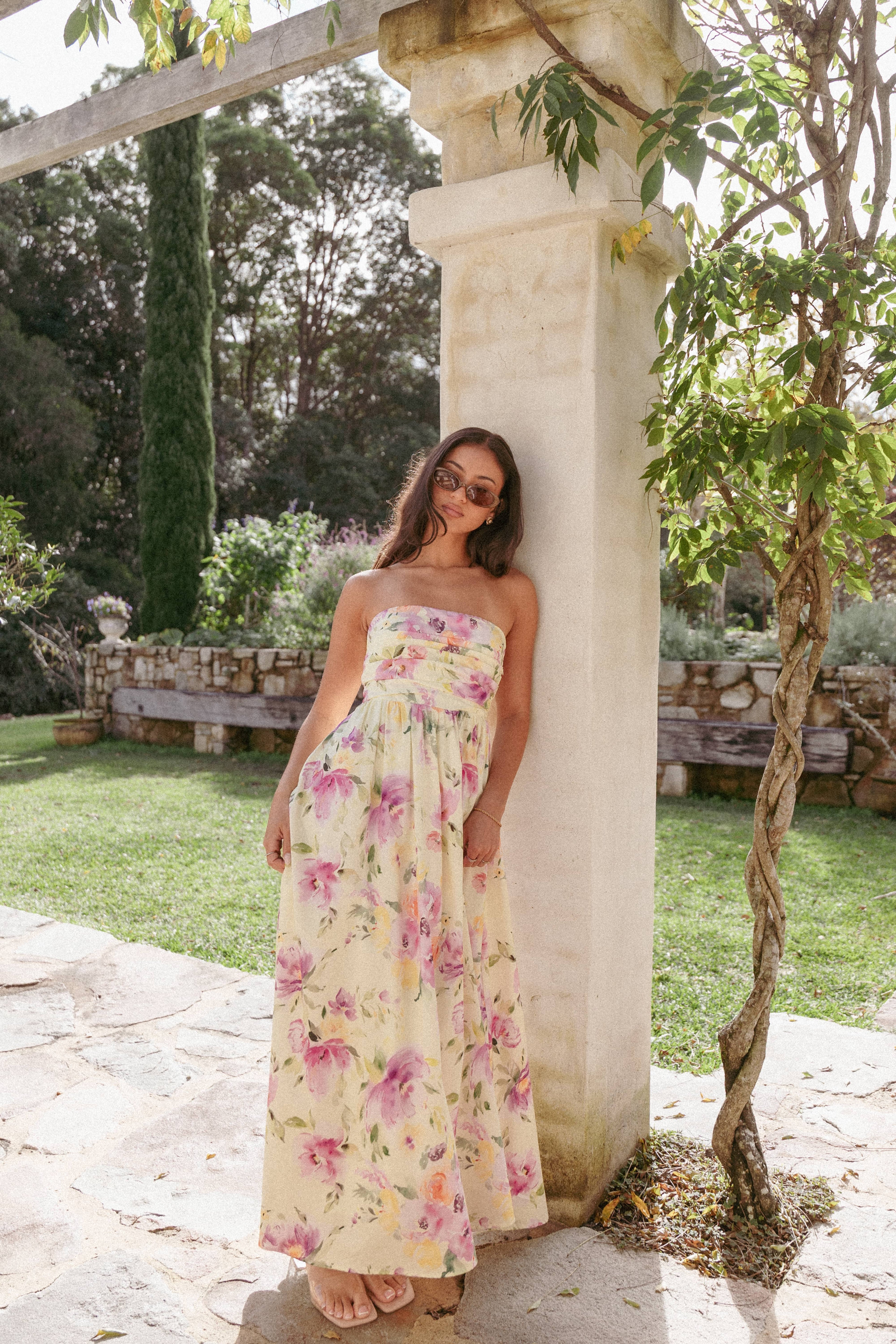 Kayt Strapless Dress - Yellow Petunia