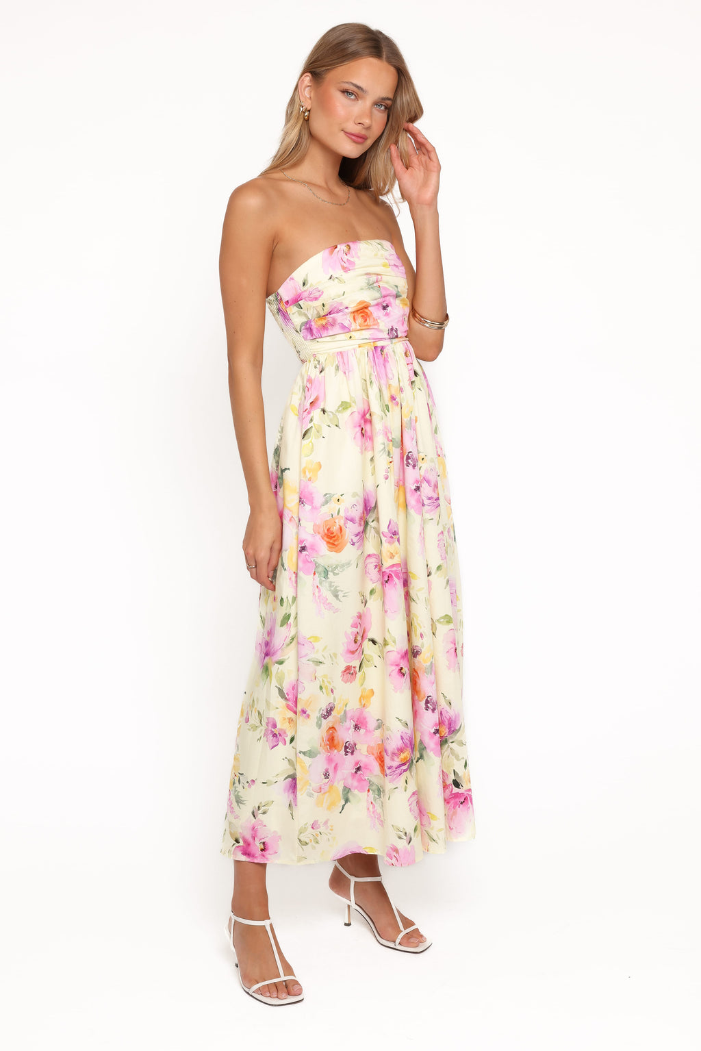 Kayt Strapless Dress - Yellow Petunia