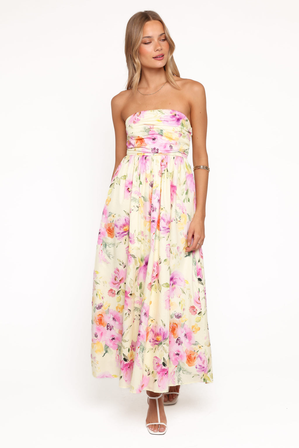 Kayt Strapless Dress - Yellow Petunia