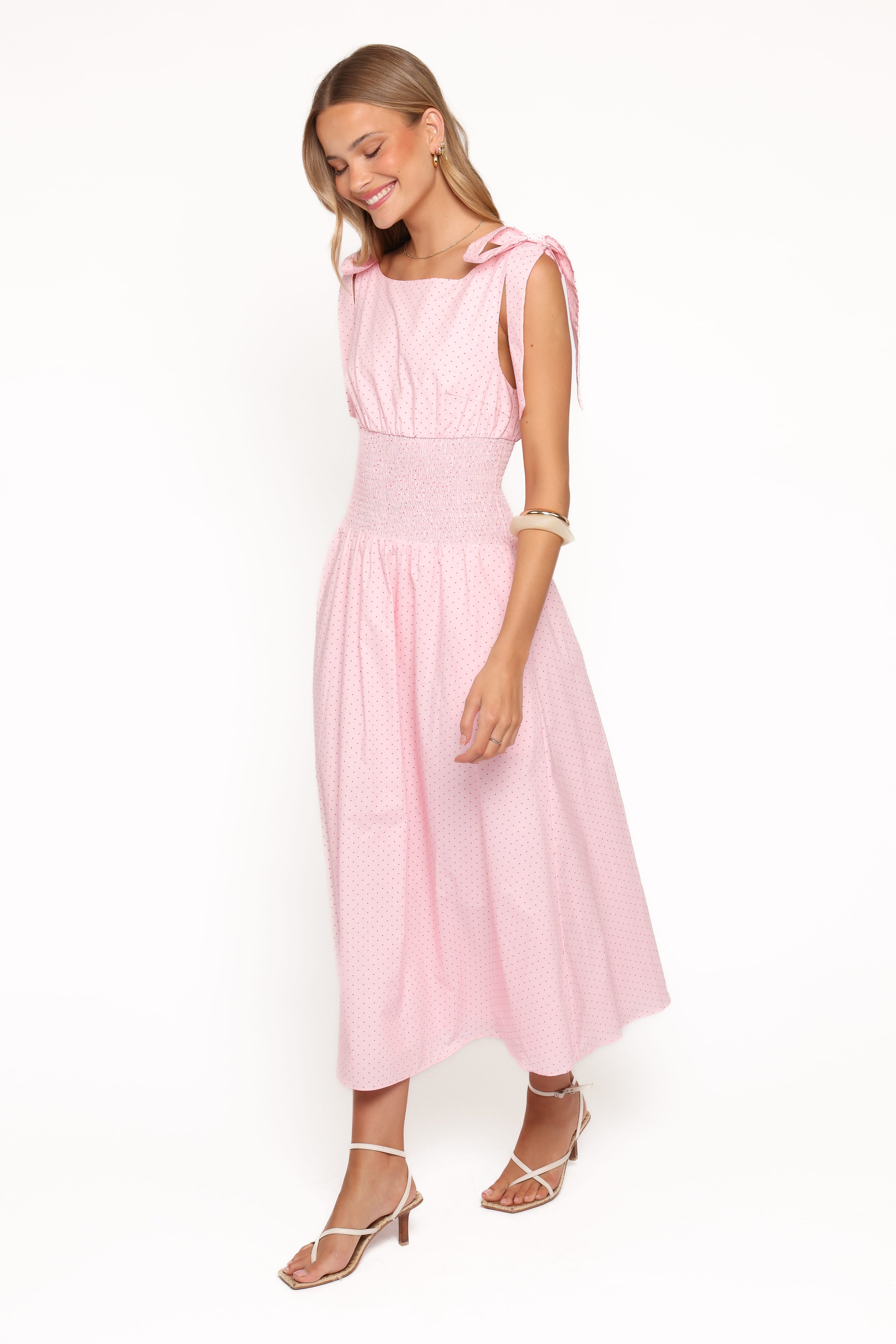 Leticia Midi Dress - Pink Polka Dot